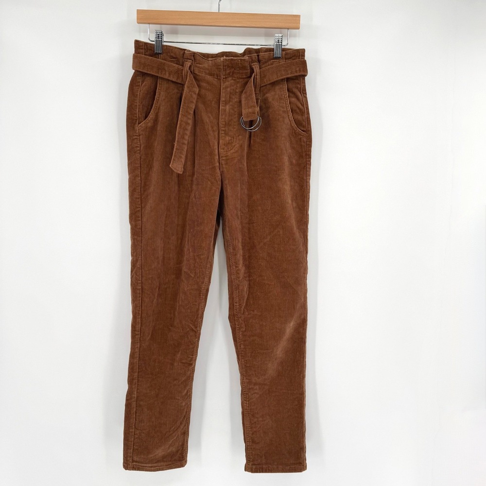 SO Tan Corduroy High Rise Mom Jean Pants with D-Ring Belt Size Junior's 5 27W